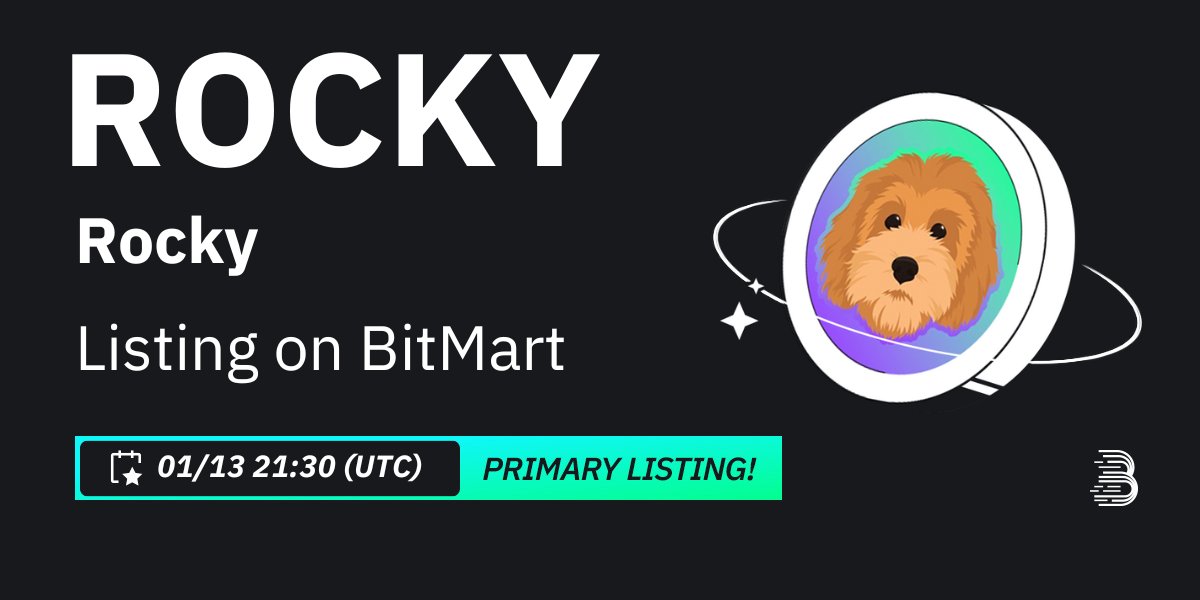 📢Breaking News! 📢

🚀 The ROCKY <a href="/Rocky_Solana/">Rocky Solana</a> will be listed earlier on #BitMart exchange at 9:30 PM UTC on January 13th, 2024! 

🎉 Don't miss out on the action – trade now and be part of the ascent! 📈

🔗 Trade Now: bitmart.com/trade/en-US?sy…

 #ROCKYlisting #CryptoNews