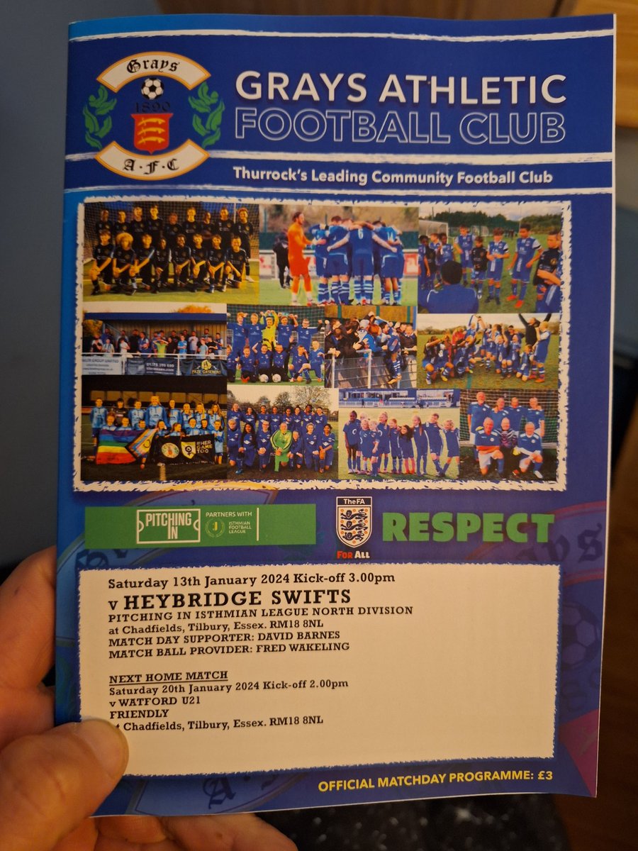 @NonLgeProgs @NonLeagueCrowd Excellent programme from Grays Athletic v Heybridge Swifts - 13/1/2024