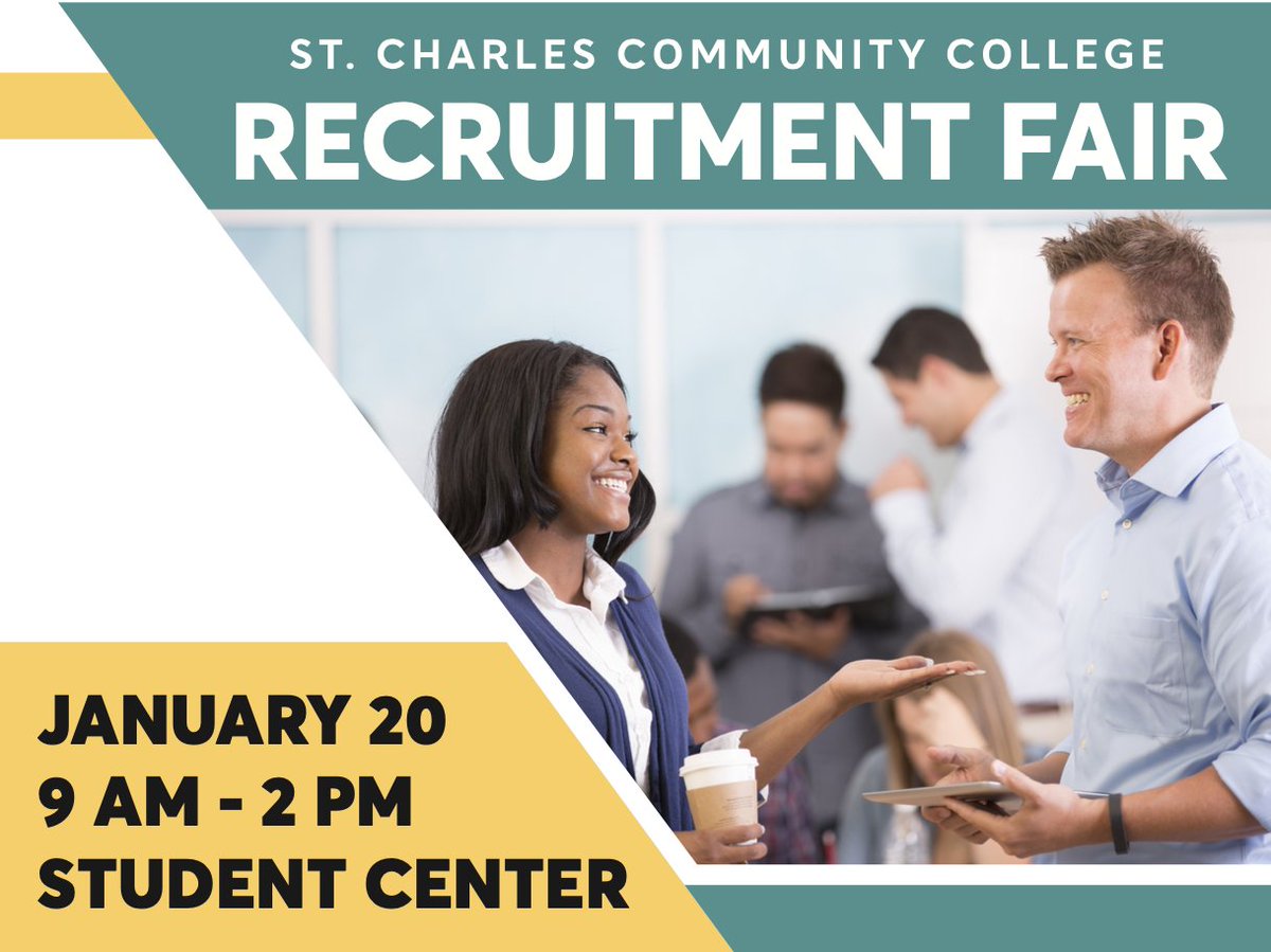 We are looking for talented individuals to join our team here at SCC! Join us for our Recruitment Fair, January 20th from 9 a.m. - 2 p.m. in the Student Center. Hiring leaders will be giving on-the-spot interviews to candidates. Visit stchas.edu/recruitmentfair for more info.