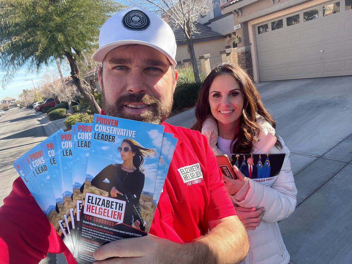 ElizabethForNV's tweet photo. Out door knocking today for Team Trump and Team Helgelien in #NV03 
https://t.co/rGd5KOHPqR @TeamTrump @realDonaldTrump @NVGOP @ElizabethForNV https://t.co/dPgss5rM9x