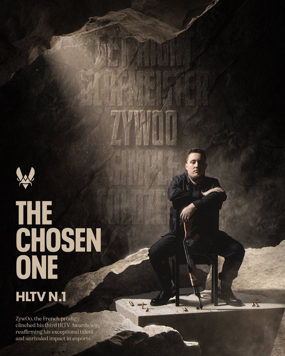 TeamVitality's tweet photo. THE CHOSEN 🥇

@zywoo is back on his throne as Counter Strike world's best player 🐐 https://t.co/ibAoQWnWOw