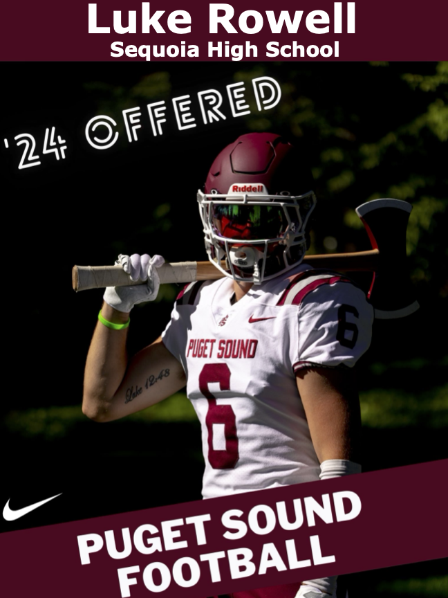 lukerowell13's tweet photo. After a great call with @CoachCarskie I am grateful to have received an offer from the University of Puget Sound!

@PSLoggers @SequoiaFootball @CoachMems @GetSportsFocus https://t.co/VMo6EAHMyz