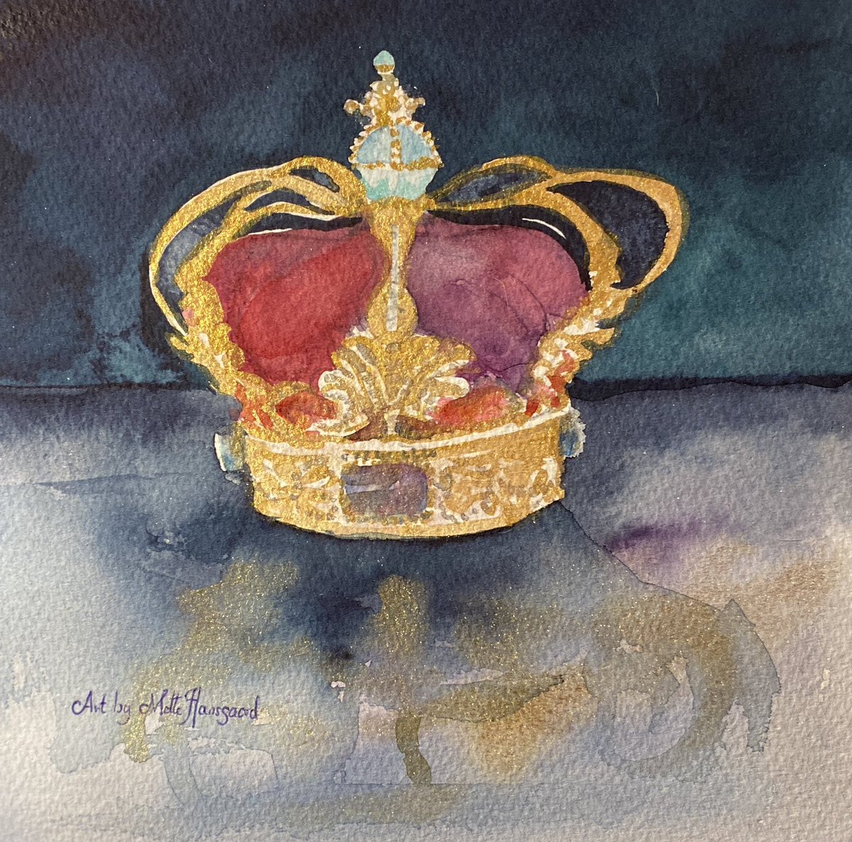 MetteHansgaard's tweet photo. Tak til Dronning Margrethe - velkommen til Kong Frederik den X. #watercolorpainting #kunstogkurser #akvarel https://t.co/cyIDTDuFst