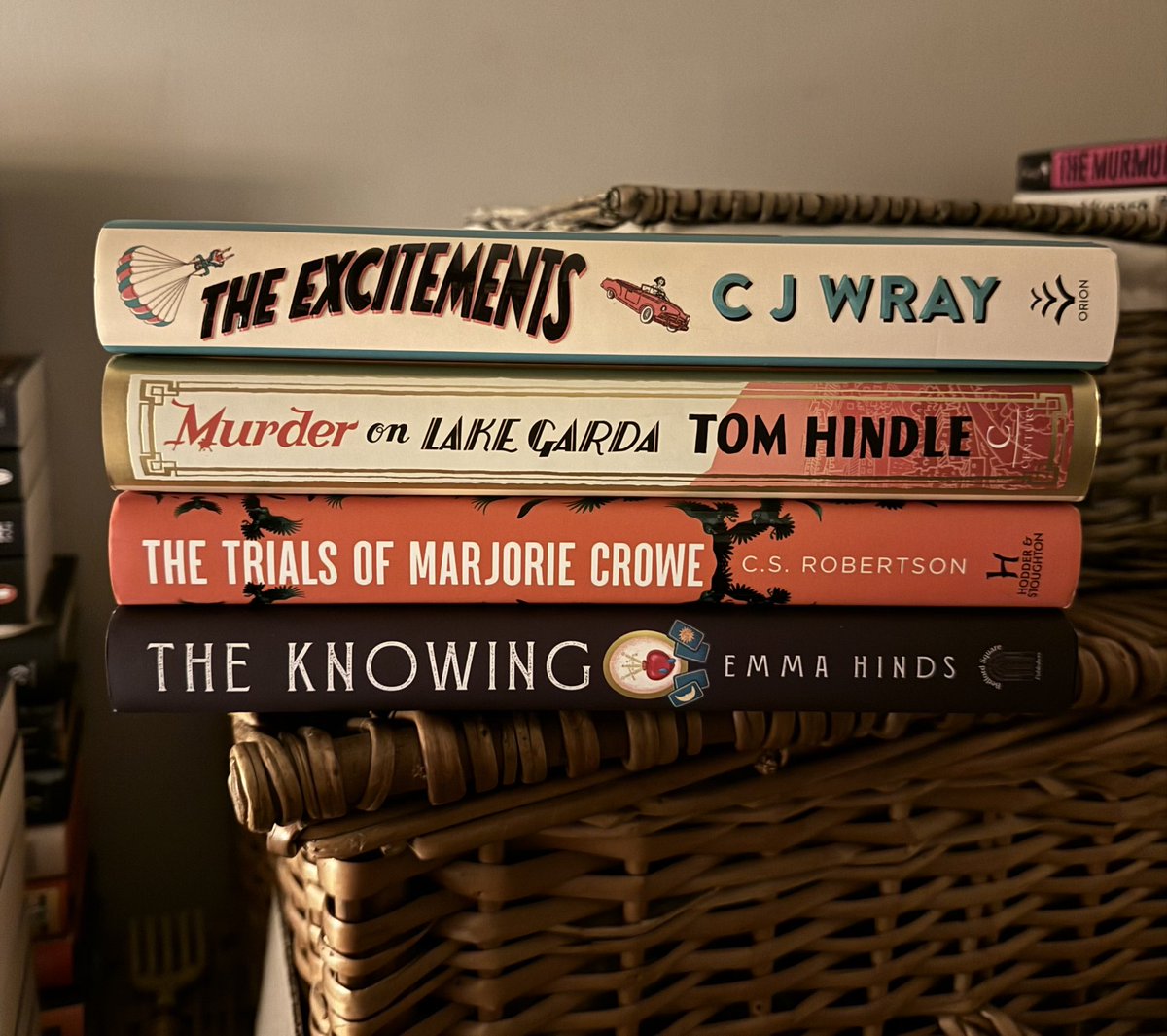 Today’s Book Purchases … #TheExcitements @chrissiemanby #MurderOnLakeGarda @TomHindle3 #TrialsOfMarjorieCrowe @CraigRobertson_ & #TheKnowing @EmmaLouisePH (All Published on Thursday 18/01/24) 😊📚📚📚📚😊