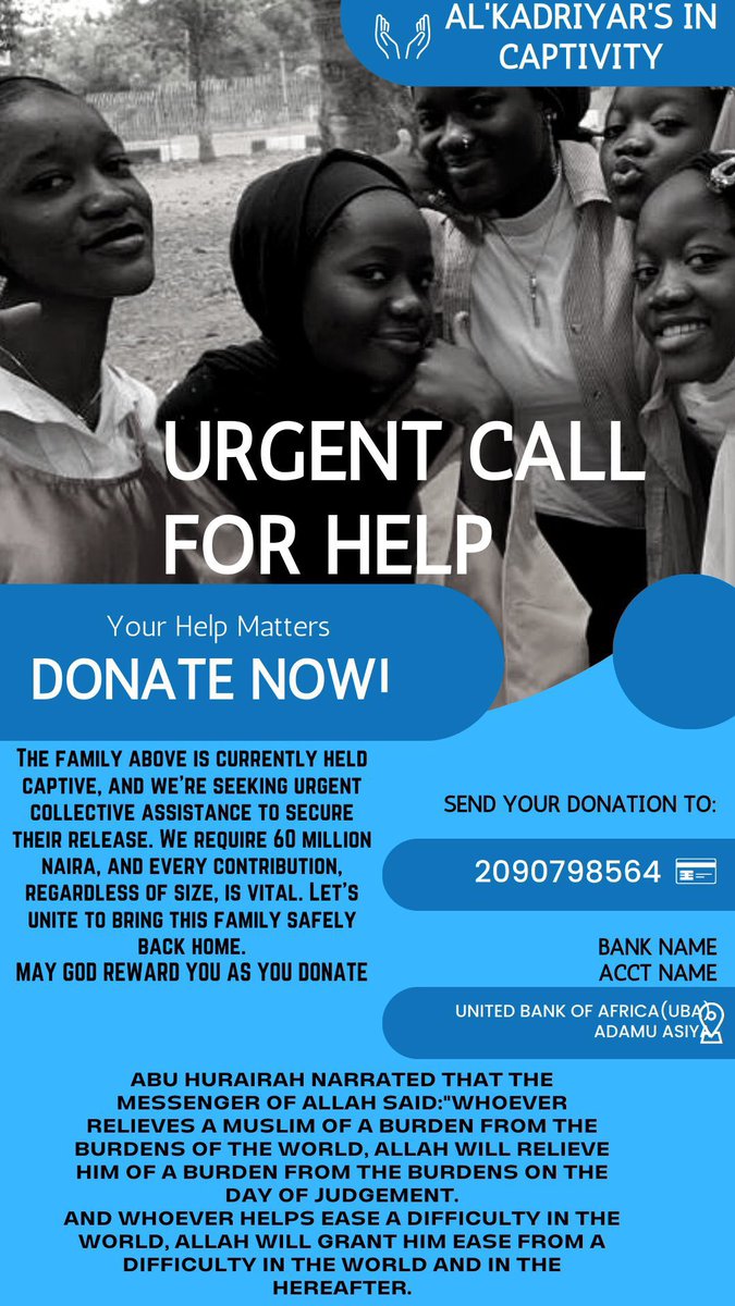 Nasir1on1's tweet photo. Some of your minions said you do not give bandits your money. I am suprised you are not contributing and urging others to do so.
So we actually need someone to die for us to be humans once again.
Well it is all for the good cause. Thank you for coming onboard.
Let’s give our maximum contributions to free the remaining 5. Donate as much as you can please.

2090798564 Adamu Asiya UBA
#Najeebaandhersisters