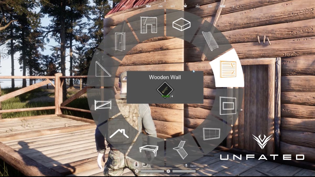 UNFATED_ONLINE's tweet photo. Build your dream house in the wilds of '#UNFATED'.

Construct in forests and deserts, with clear indicators for where you can set your foundations. 🏡

Upgrade from wood to stone to metal, and gear up your home with workbenches, storage, and power generators.

Host your squad, respawn in safety, and stand strong against player raids!🛡️

#UE5 #survival #indiegame #games #gamedev