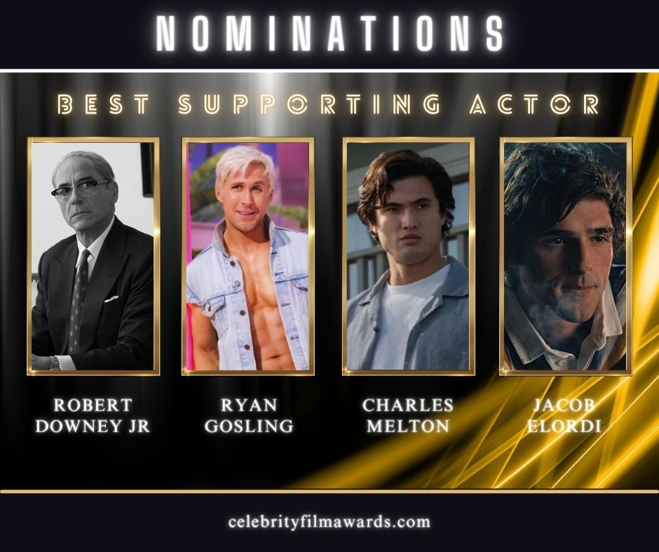 CFACelebrity's tweet photo. 2024 CFA Nominations for Best Supporting Actor 
@RobertDowneyJr @RyanGosling #charlesmelton @JacobElordiFan
https://t.co/YEv8Uq9hpF https://t.co/3bUKKixLKi