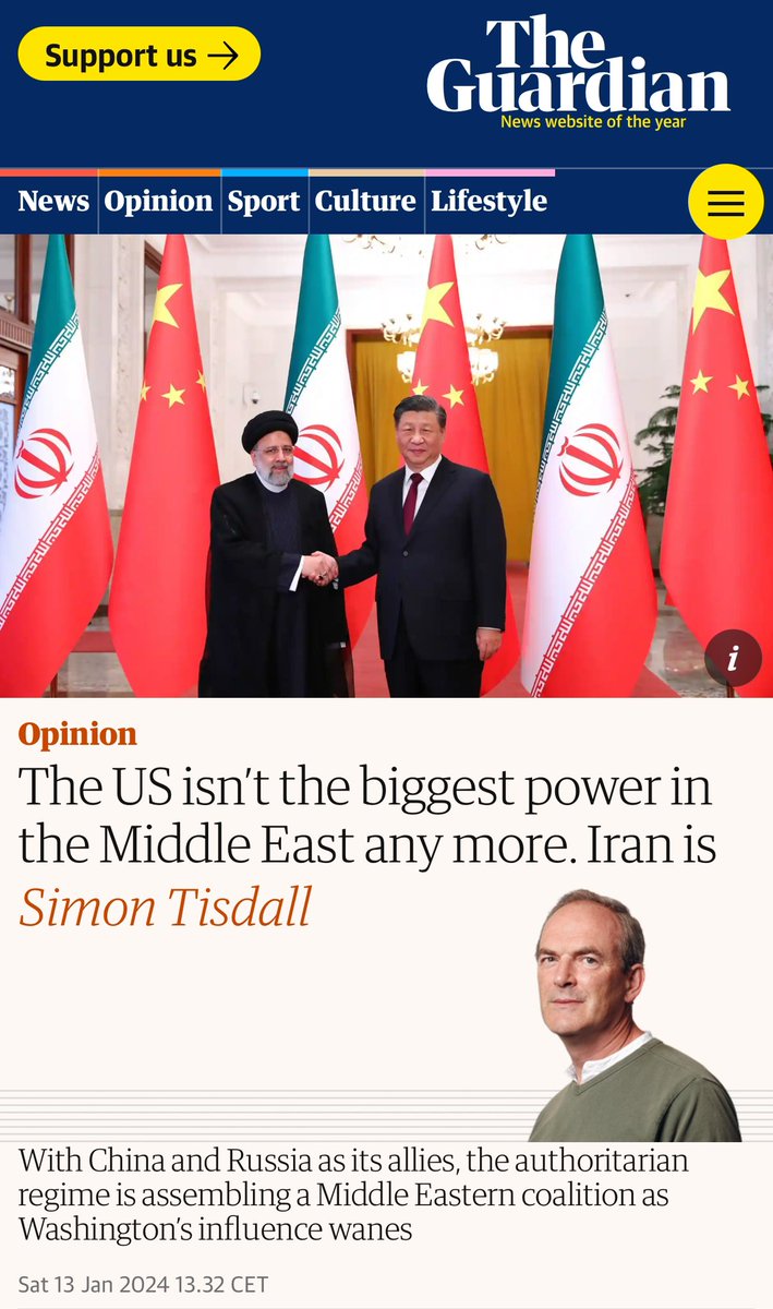 گاردین:
امریکا دیگر قدرت برتر خاورمیانه نیست 
بلکه ایران این جایگاه را بدست آورده است 

#ایران_قوی