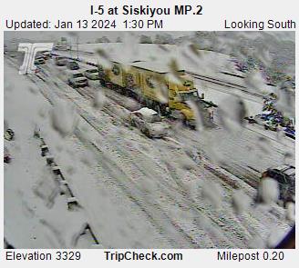 OregonDOT's tweet image. #SWOregon: Extreme winter conditions are causing delays and intermittent closures on I-5, MP 0-11, on #SiskiyouPass. Chains required on all vehicles excluding FWD and AWD vehicles, unless towing. Do not detour on secondary roads. Travel not recommended at this time. #TripCheck