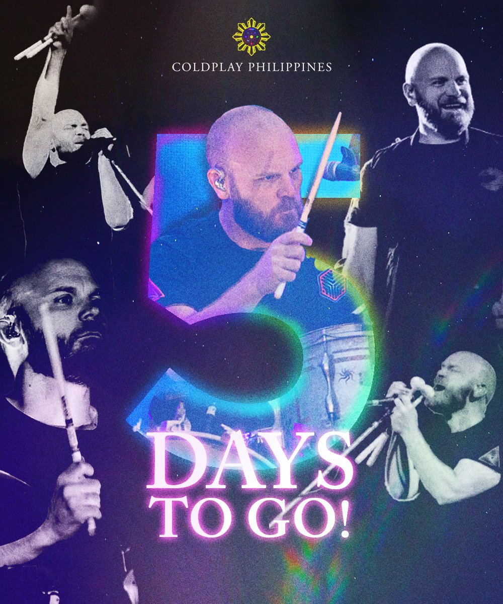 ColdplayMNL's tweet photo. 🎶 And I will try, to fix you! 💛

5 days to go until #MOTSWTPH 🇵🇭✨

📅 January 19-20, 2024
🪐 Philippine Arena

📲 Follow Us: https://t.co/AF6vXq5PxS https://t.co/rGbzgXQmNe