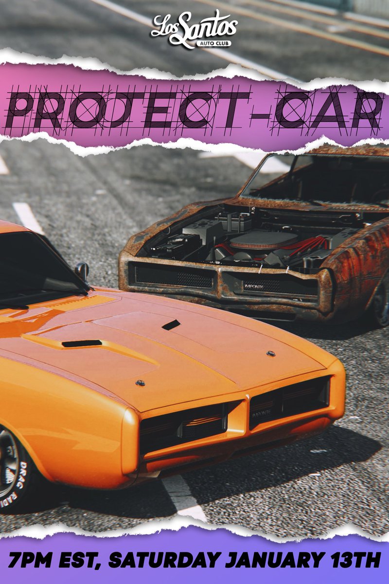 LSAutoClub's tweet photo. LSAC presents... PROJECT CAR!

Welcome to the world of bolt-on parts, missing hoods, and eBay turbos. An event where members build up their project car over the course of the meet!

Join us on Playstation at 7 PM EST, Saturday, January 13.
Invite below!

#GTA5 #GTAOnline https://t.co/NiFgbxBTCv