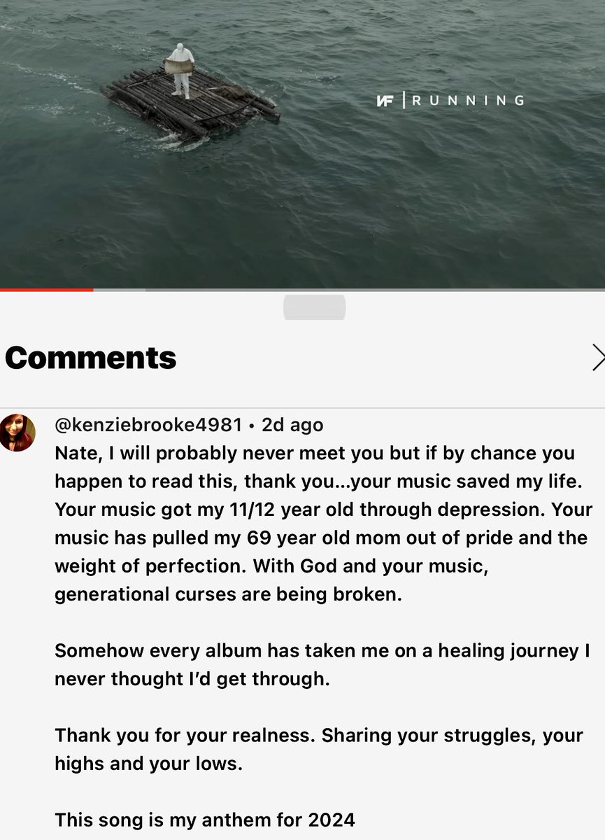 MubelNikki's tweet photo. This is a comment under NF’s Running song I wanted to share with you all. 🎶 https://t.co/XnkWrfGjR2