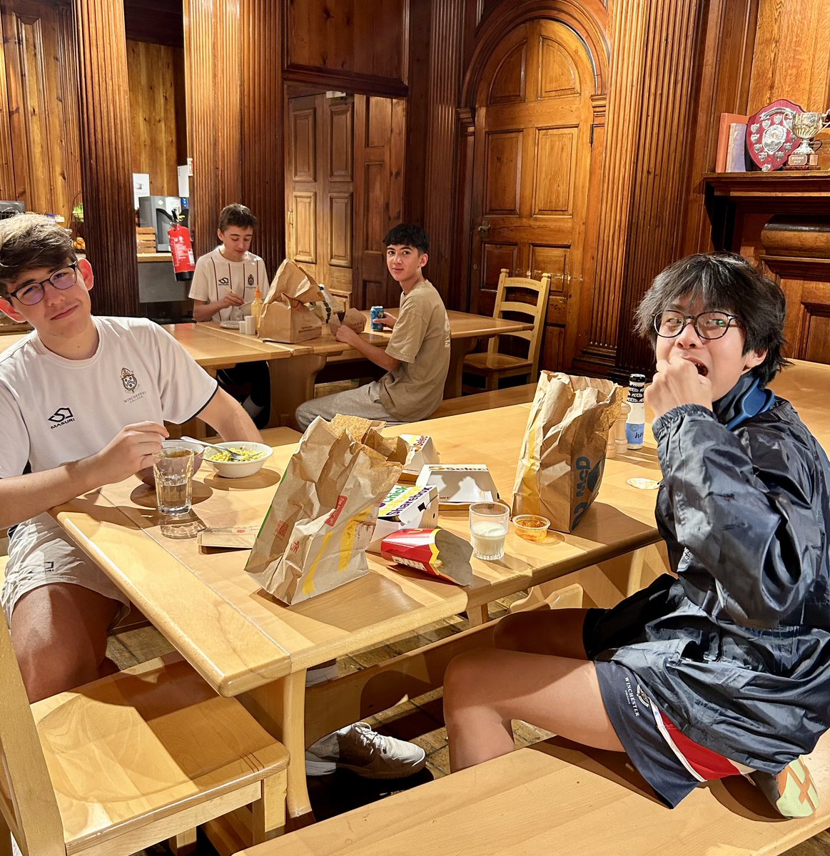 WinCollK's tweet image. First Saturday of term: a win in Winkies, poker night, and take-away!