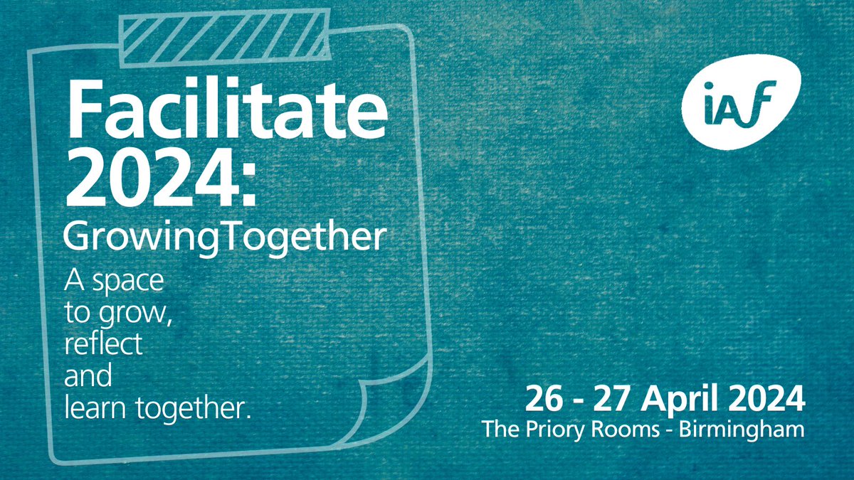 Facilitate2024: Growing together is an opportunity for facilitators to come together to share, learn and grow in skills and practice.

Everyone interested in facilitation is welcome to join this year's @IAFEnglandWales Conference. 

Get your ticket now: iaf-world.org/site/events/fa…