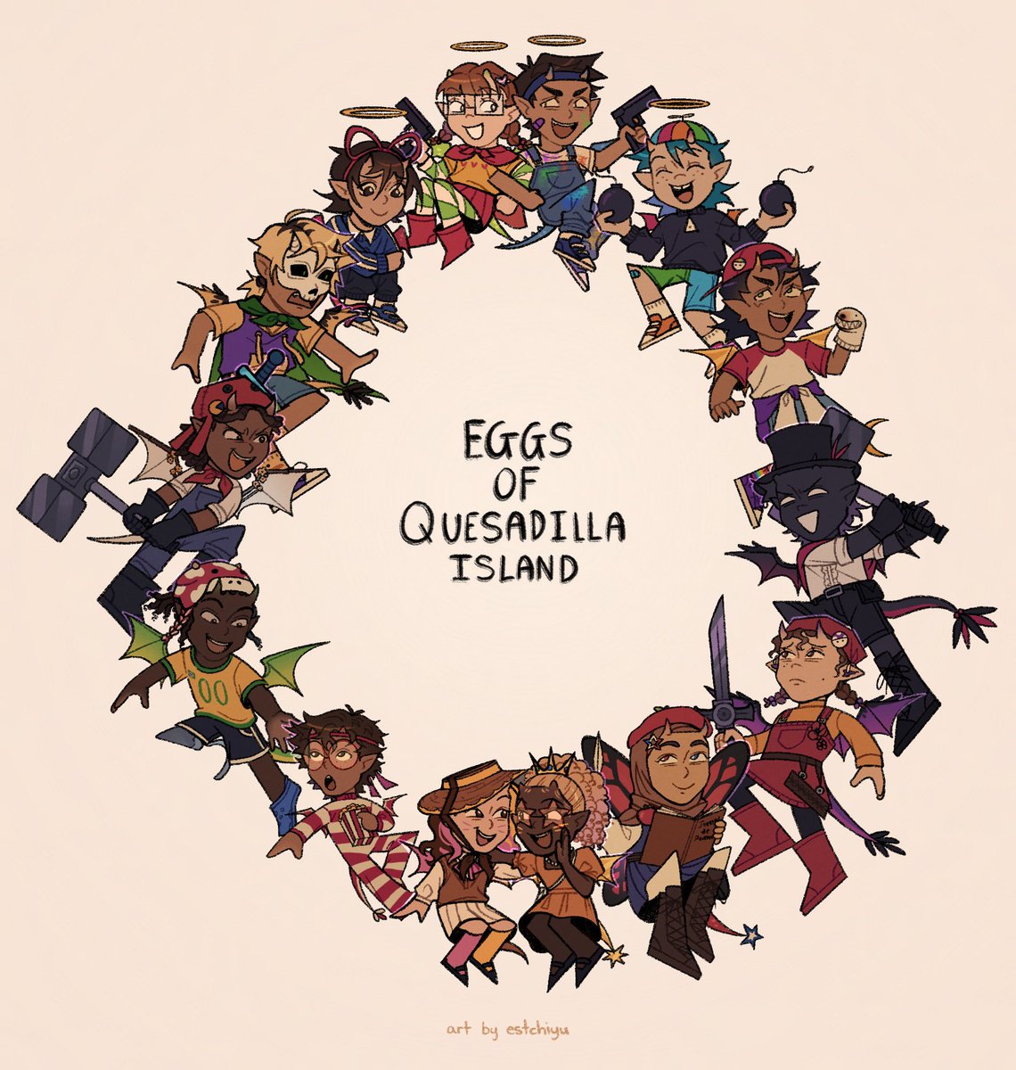 「Eggs of Quesadilla Island all 14 of my e」|emi 🎂💗 COMMS OPENのイラスト
