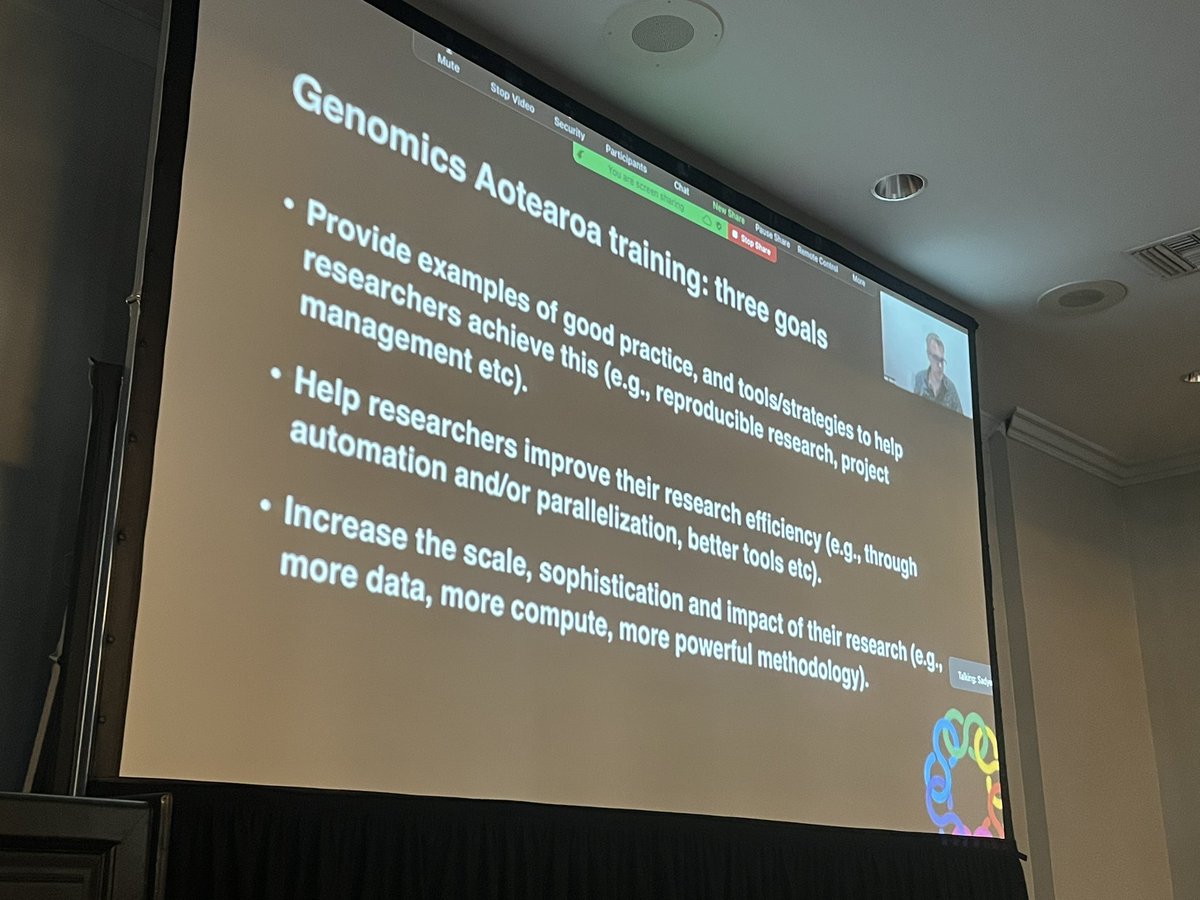 EBPJEDI's tweet photo. @genomewarriors @ASU @kerstin_howe @sangerinstitute @darwintreelife @ensembl @TerezaManousaki @HoggCarolyn @Alice_Mout @erga_biodiv Mik Black @otago shares details about the initiative Genomics Aotearoa as an example of training and knowledge transfer https://t.co/6FA9Sl00cT