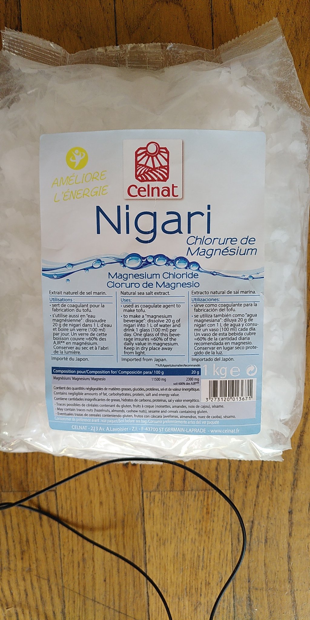 Nigari Chlorure de magnésium Celnat 1 kg