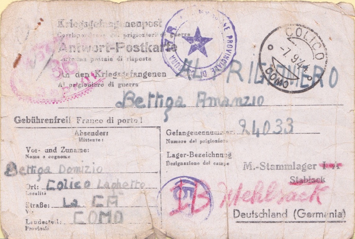 GermanPhilately's tweet photo. 1944. Italian POW mail. Expert required! Sent to Stalag I-A, #Stablack. Forwarded to Stalag I-B, #Mehlsack (#Pieniężno). There is no record of a Stalag I-B sub camp at Mehlsack. Help! Any ideas? Many thanks 🙏 Join the G&CPS at https://t.co/ryctOjj5fL #philately #Stamps https://t.co/i82sVTci4v