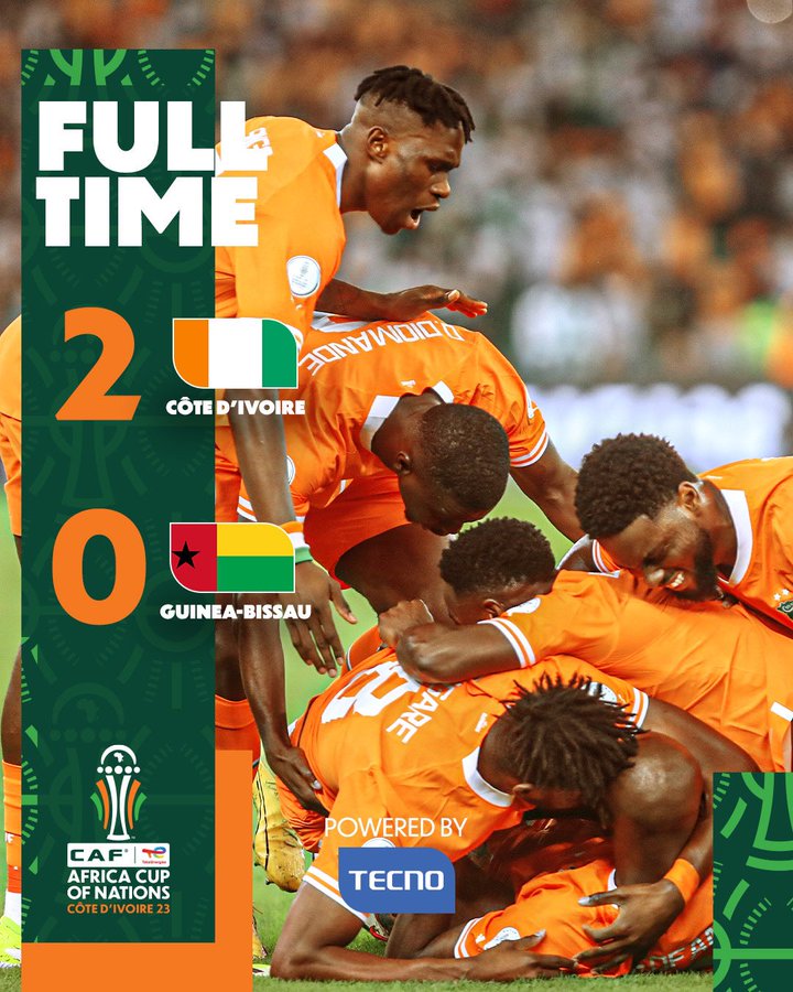 HIGHLIGHTS: 🇨🇮 2-0 🇬🇼The hosts secure their first points of the tournament with a win over Guinea-Bissau ✅#CIVGNB | #TotalEnergiesAFCON2023 |@Football2Gether
