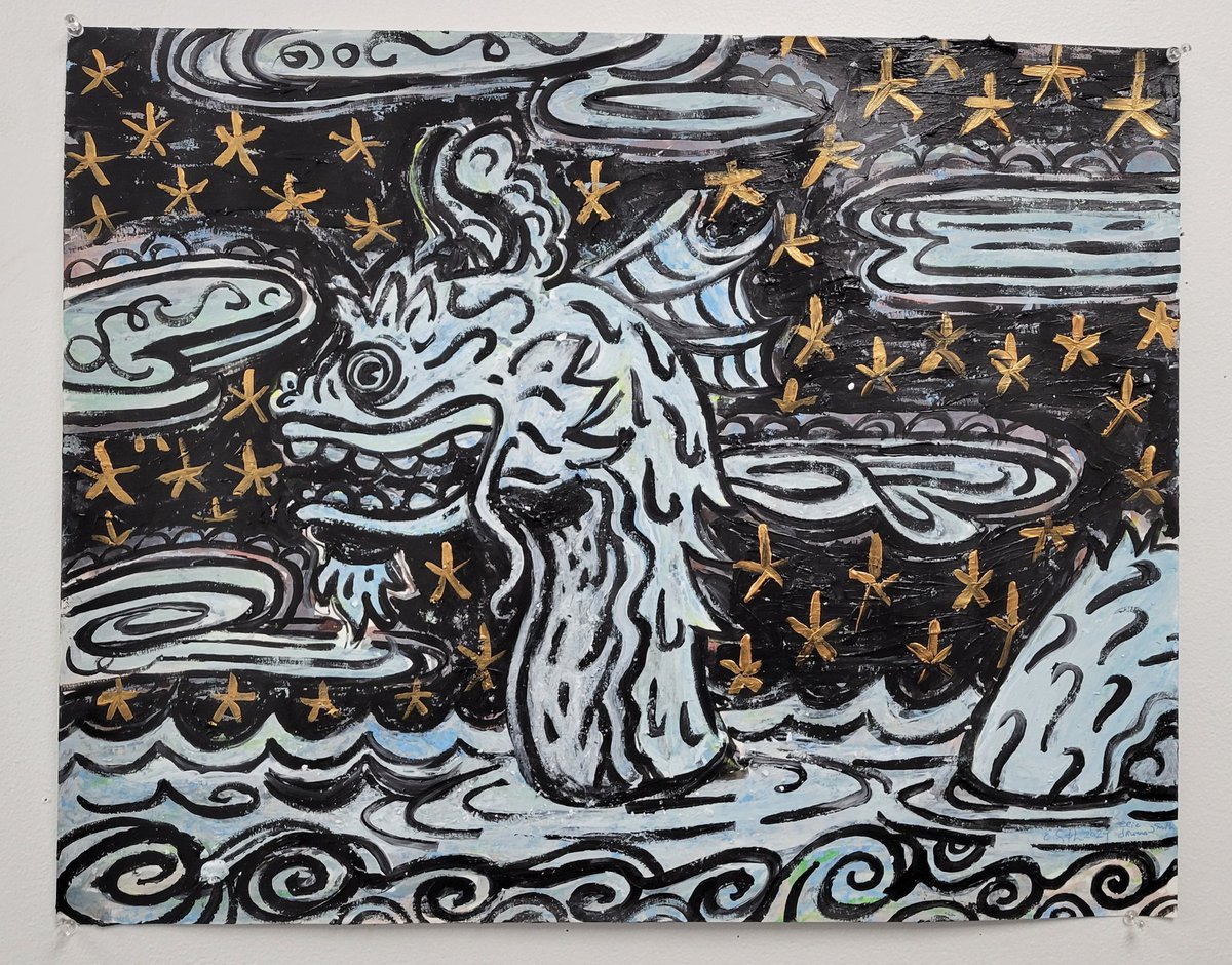 Leviathan
2024
Acrylic, pastel, chalk, and ink on paper

#ericdrummondsmith #art #artbrut #lowbrowart #illustration #neoexpressionism #expressionism #surrealism #popfolk #popexpressionism #popart #leviathan #monster #seamonster 

Painted while listening to the <a href="/foofighters/">Foo Fighters</a>