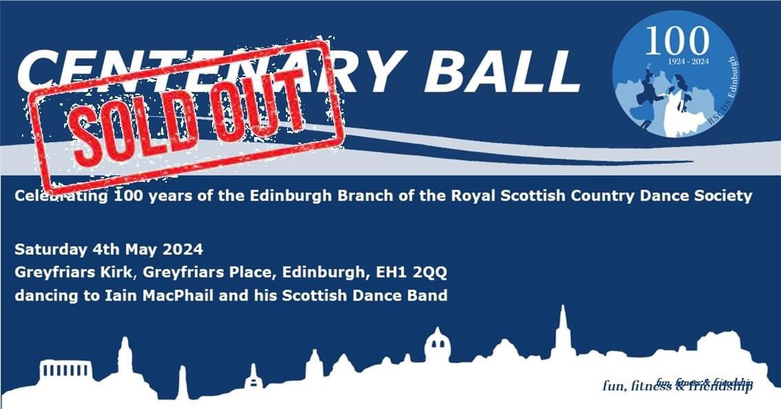 Our Centenary Ball is sold out. Please DM us if you would like to be added to our waiting list.

#DanceScottish #RSCDSEdinburgh100