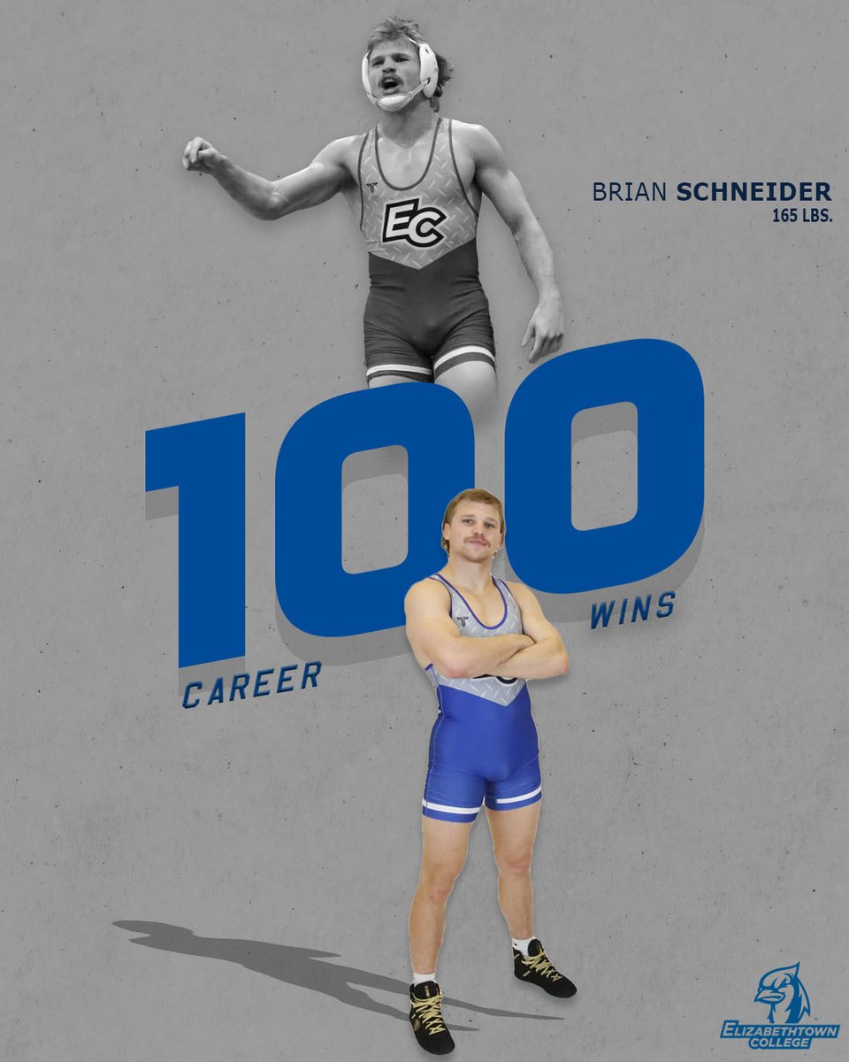 EtownBlueJays's tweet photo. WR | A major decision for a MAJOR MILESTONE! That's 100 career wins for Brian Schneider! The 9th wrestler in @BlueJaysWR history to reach the century mark and 1st under head coach Eric Walker. Congrats, Brian!

#ECWR leads Averett 14-6! #FlyWithUs https://t.co/GLGwWcohtX