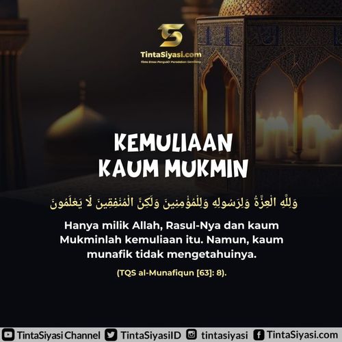 aqibthi's tweet photo. وَلِلَّهِ الْعِزَّةُ وَلِرَسُولِهِ وَلِلْمُؤْمِنِينَ وَلَكِنَّ الْمُنْفِقِينَ لَا يَعْلَمُونَ

Hanya milik Allah, Rasul-Nya dan kaum Mukminlah kemuliaan itu. Namun, kaum munafik tidak mengetahuinya."

(TQS al-Munafiqun [63]: 8) https://t.co/UC7W6sjyCa