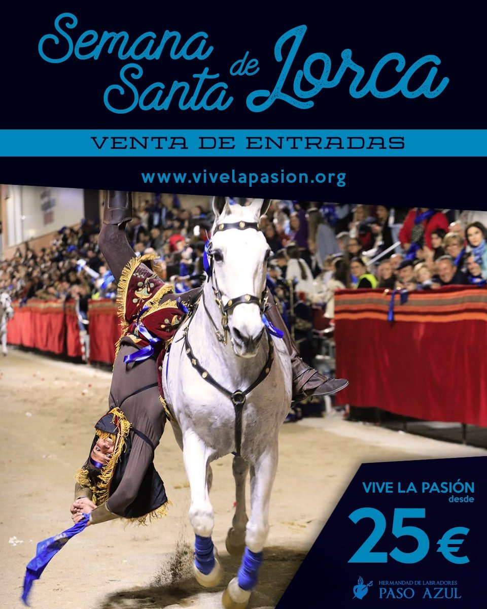 📣 Vive la pasión de la Semana Santa de Lorca, ¡un espectáculo único en el mundo!

Entra en 🔗 vivelapasion.org y compra ya tus entradas 🎟 para las procesiones de Jueves Santo y Viernes Santo desde solo 25 euros.