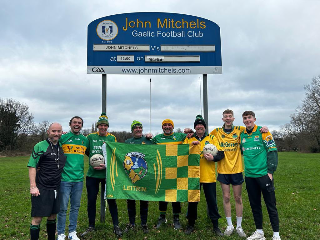 The @LeitrimGAA contingent from Liverpool doing their part for the cause. A wee walk and a hardy match! They even had a referee there to sort out a few tussles which have happens many years ago back at the home county!!