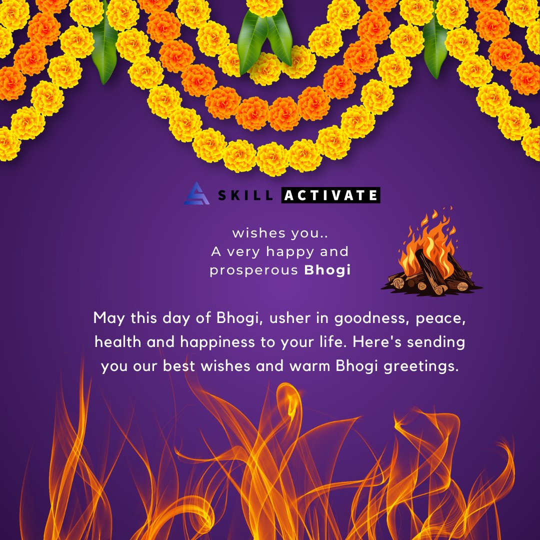 SkillActivate's tweet photo. 🔥 Happy Bhogi, everyone! 🌟 Let the bonfire of joy ignite your hearts. May this day be filled with warmth, love, and laughter. 🔥✨ Cheers to new beginnings and cherished moments! 🎉 #HappyBhogi #FestiveJoy 🤗❤️ https://t.co/n0QUnyvZL6