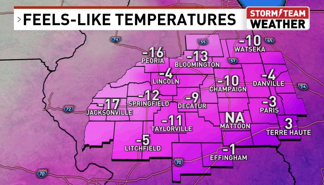 DarrenLeedsWx's tweet photo. Current wind chill values are as cold as -17° in Jacksonville. Wind chill looks to drop as low as -30° overnight and into Sunday morning.
#cILwx #ILwx #JanuaryWeather #Cold #ArcticAir #DangerouslyCold

https://t.co/ssUkIaL0O1
https://t.co/hpRTMNiHhL https://t.co/MDY9cQNaAm