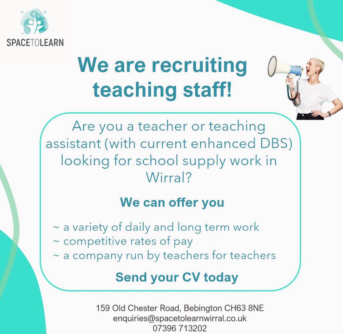 spacetolearnltd's tweet photo. #supplyteachers #supplyteachingassistants
#wirralteachers https://t.co/H5QU4UP6Xd