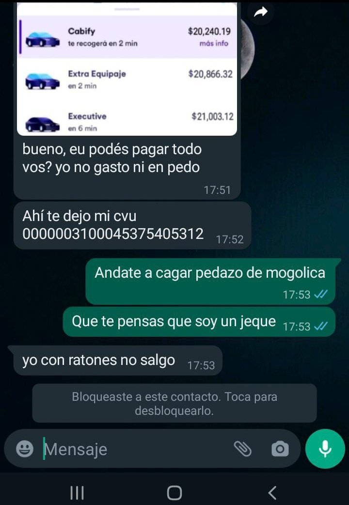 porqueTTarg's tweet photo. "Uber": 

Porque una chica le pidió que le pague 20 mil pesos del viaje, el se negó y se volvió viral. https://t.co/TG6VVChVOp
