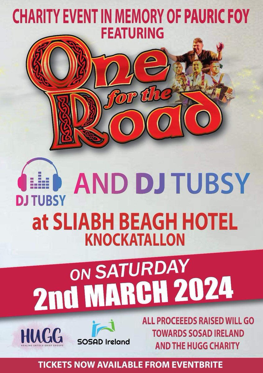 Charity event in Monaghan for mental. All proceeds going to SOSAD &amp; HUGG. Any support much appreciated!