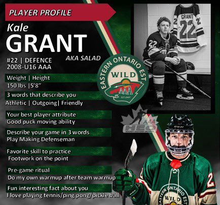U16EOWildAAA's tweet photo. 🚨PLAYER PROFILE 🚨 EO Wild AAA U16 - 2008 #22 Defence Kale Grant @kale_grant22  @heoaaaleague 
 @ohl_prospects  @EOWildAAA 
  #eowildaaa #draftyear #aaahockey https://t.co/SihsZcPK2P