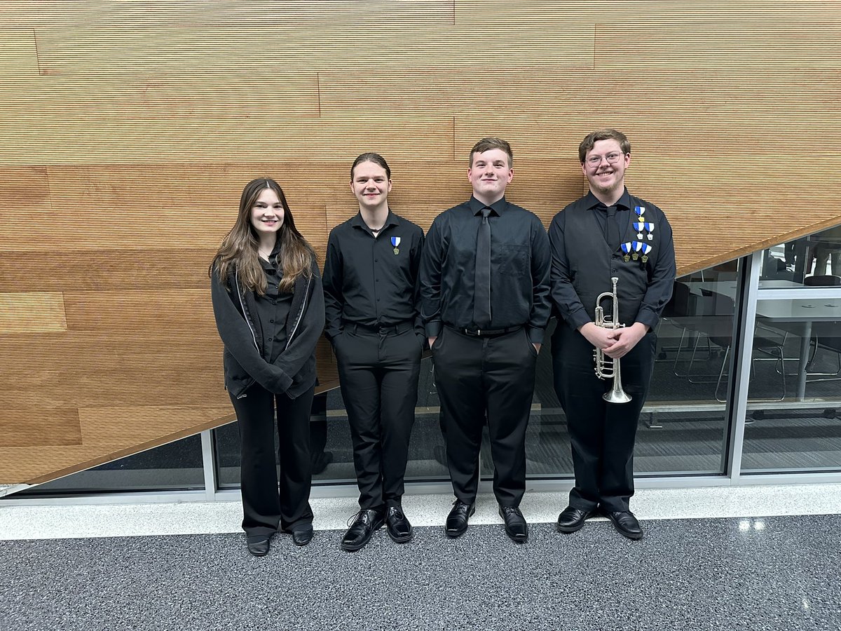 Congrats to Claire Yenchik, DJ Callahan, Tyler Urglavitch, and Sean Buchanan for their fantastic performance with the PMEA District 12 Band! Claire, Sean, and DJ are moving on to Region 6 Band as well. #ridleymusic