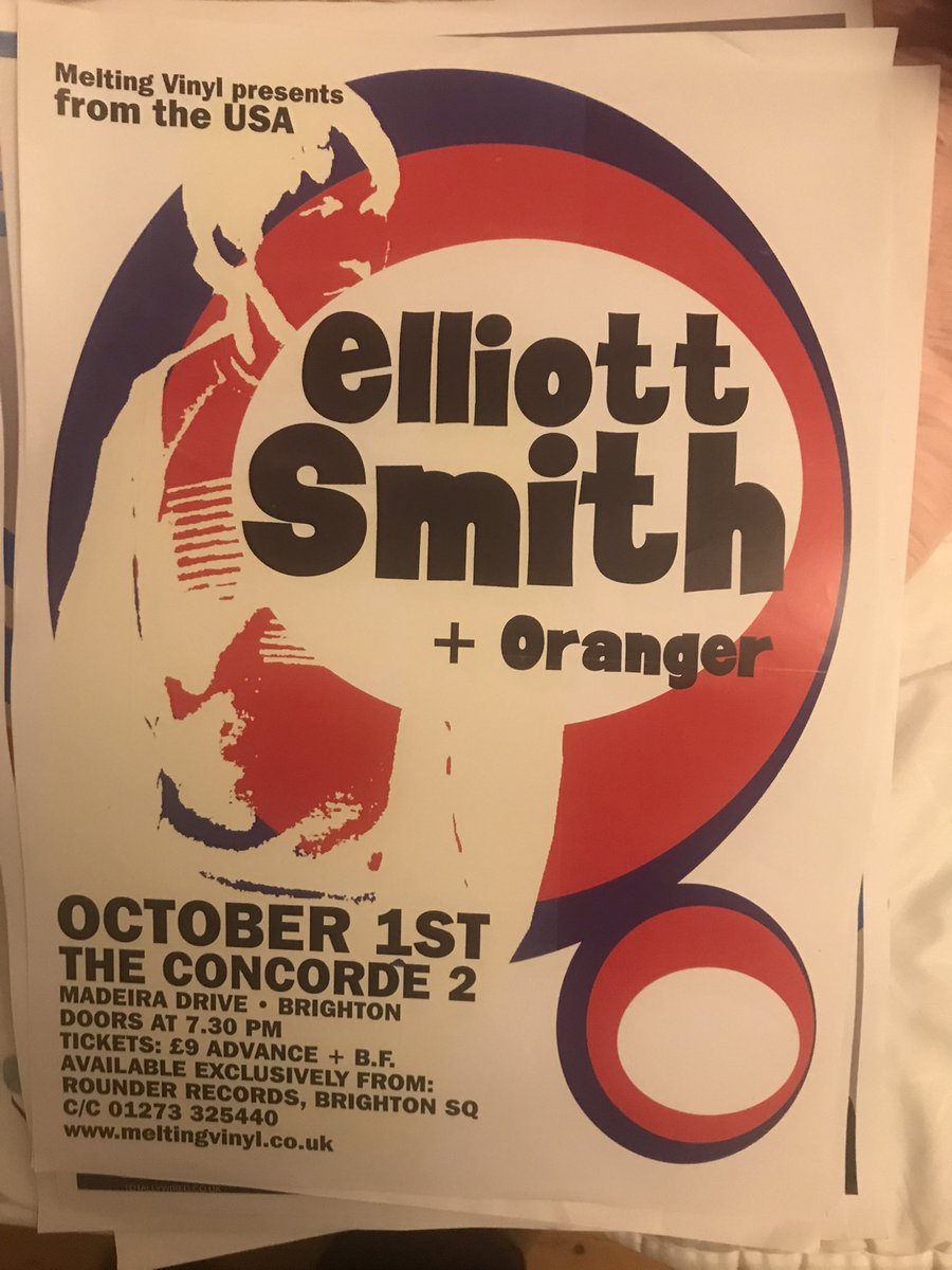 Footage of Elliott Smith &amp; Oranger during the Figure 8 Tour back in 2000:
youtu.be/ECkrZr1rxn8?si… 
Also, here’s the cool poster from their show here in Brighton that <a href="/MeltingVinyl/">Melting Vinyl</a> put on.