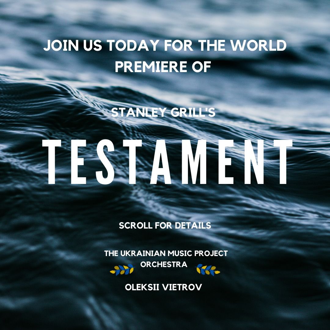 UkrainianMusic2's tweet photo. Join us TODAY for the WORLD PREMIERE of Stanley Grill’s Zapovit.

Watch here: https://t.co/fElE0I8pNb

#Ukraine #ClassicalMusic #music #TarasShevchenko #Music #concert #freeconcert #premiere #war #poetry https://t.co/E2NNtMiH5M