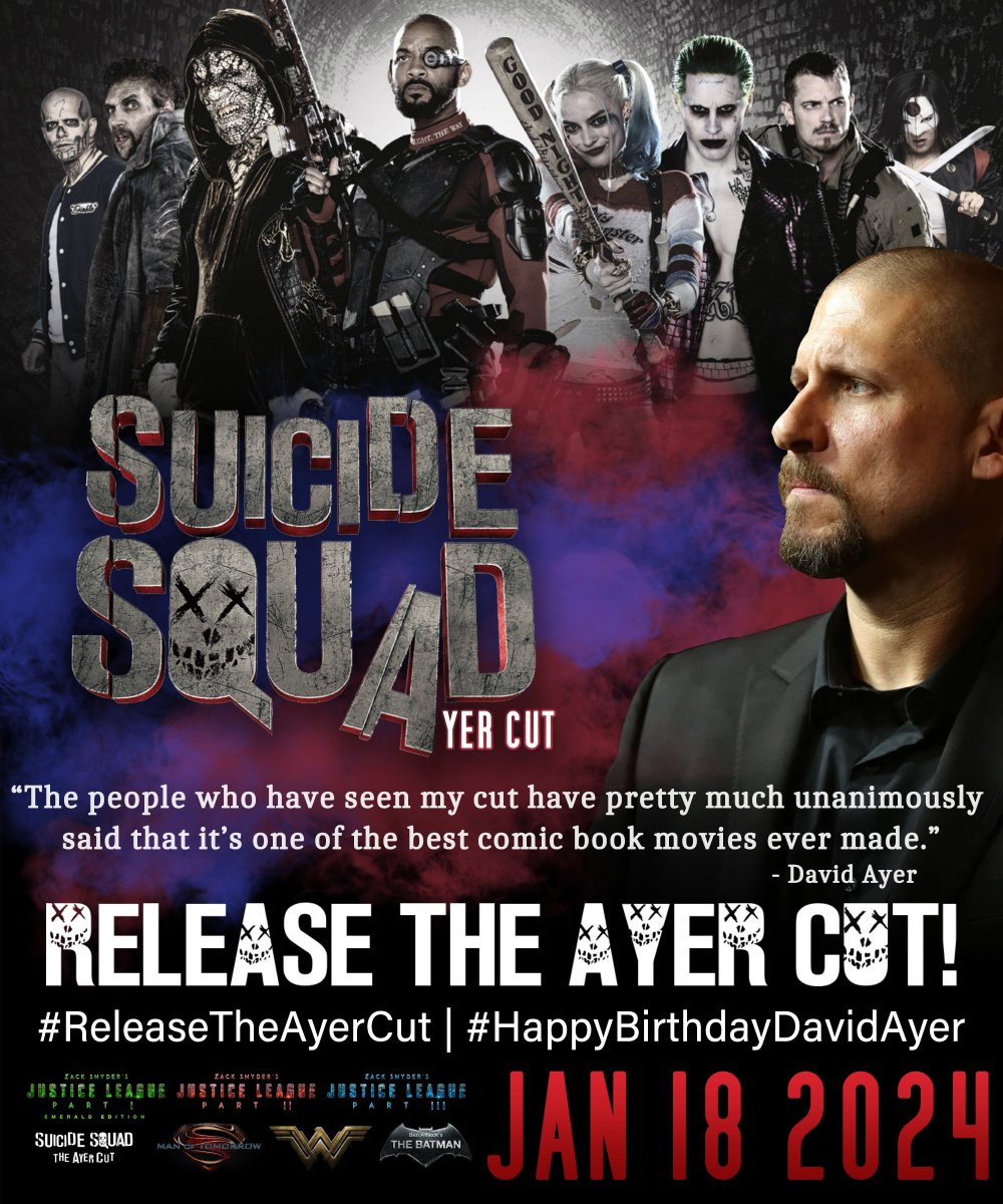 robbrobo's tweet photo. David Ayer gave up hope at releasing his cut for "Suicide Squad" recently. This is proof that "The Snyderverse" is needing anew home at Universal Pictures now.
#SellSnyderVerseToUniversal
#RestoreTheSnyderVerse
#BringBackWillSmith
#BringBackJaredLeto
#ReleaseTheAyerCut https://t.co/Y37SrnWGyF