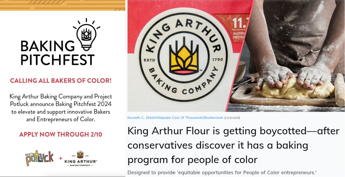 #KingArthurFlour is sponsoring an #antiwhite 'baking event' that only excludes White people. The very concept of so-called 'people of color' is antiwhite, a racial marxist false dichotomy. I used to buy their flour but I'm done with these antiwhite companies. Notice how the…