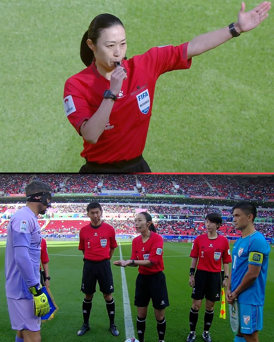 keepupau's tweet image. Last night, Yoshimi Yamashita became the first woman to officiate an Asian Cup match 👏❤️

The Japanese official took charge of Australia’s clash with India, adding another tournament to a list that also includes the 2022 World Cup and 2023 World Cups.

A historic moment.