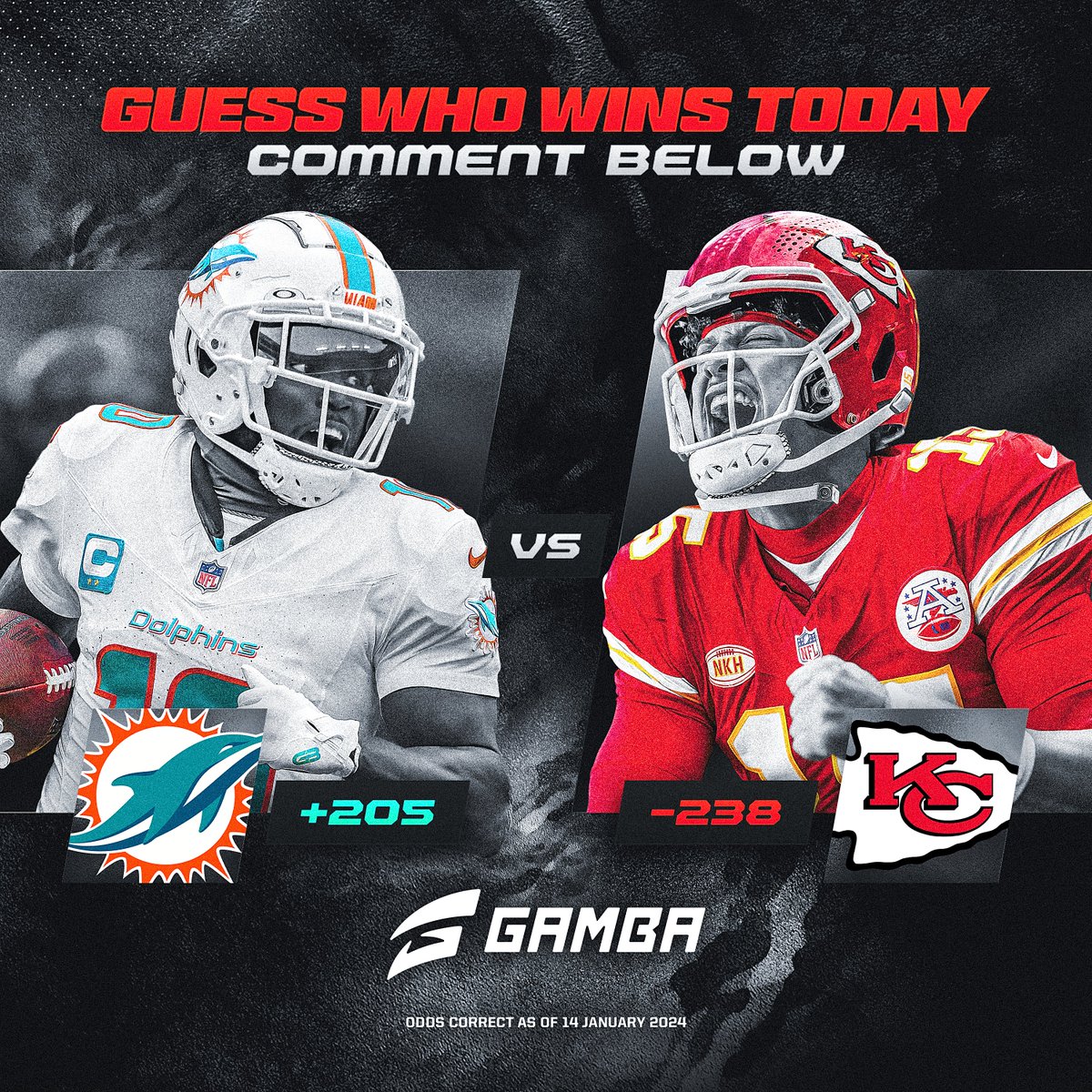 gamba's tweet photo. BRRRRR, we got another banger tonight!❄️

Chiefs vs Dolphins🏈

Who's taking it home?💨