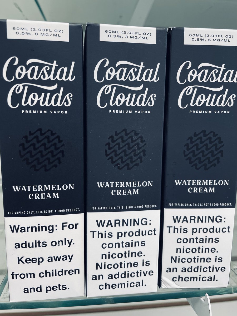 SilverVapes's tweet photo. Coastal Clouds Watermelon Cream e-Liquid offers a refreshing puff of fresh juicy watermelon with rich cream. Available in 60mL bottles of 0mg, 3mg, or 6mg nicotine strength, this delicious vape juice is formulated with premium ingredients in a 70/30 VG/PG blend. #vape #ejuice https://t.co/c1HpBUsoXh