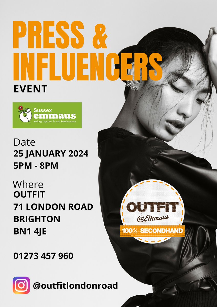 emmausbrighton's tweet image. We are officially launching Outfit London Road (Brighton) with a Student Day on Wednesday 24th January and press night on Thursday, 25th January.

#secondhandclothes #vintageclothing #retro