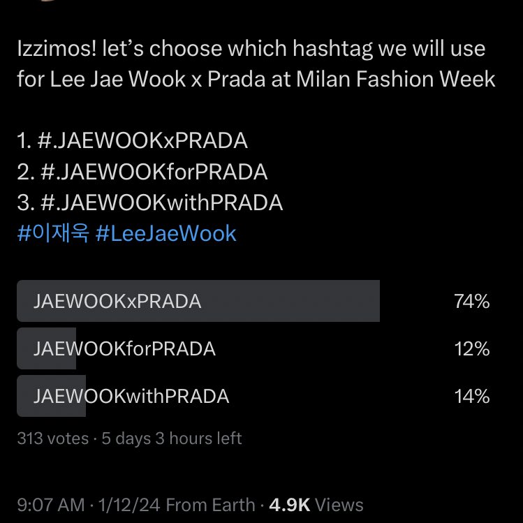 leejaewookstyle's tweet photo. D-DAY❕
we will use these hashtags to hype Lee Jaewook at Prada FW24 in Milan

“LEE JAEWOOK MFW24
#JAEWOOKxPRADA
#이재욱 #LeeJaeWook” https://t.co/aWiQffiCTj
