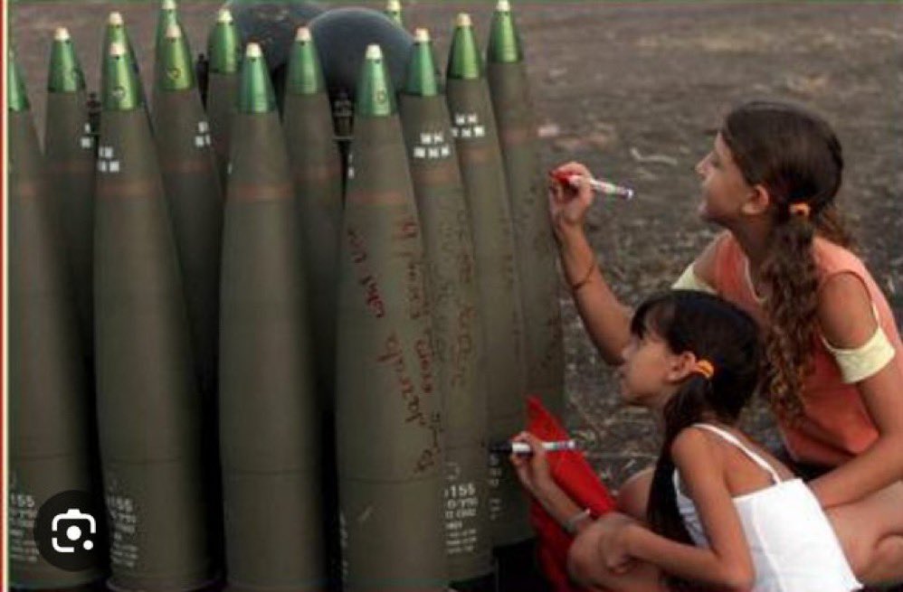 Oh no! Someone wrote the words, “burn the IDF” on a balloon. 

Here’s some Israeli kids gleefully writing their names on missiles that went to actually kill 23,000 people.