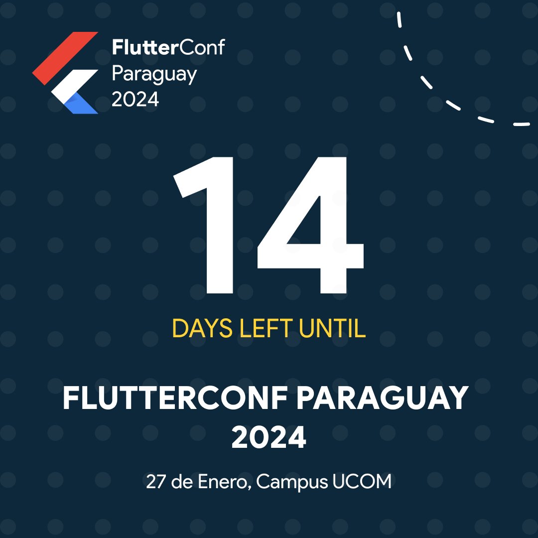 flutter_py's tweet photo. 🕒Faltan 14 días para la FlutterConf Paraguay.
🚀 Prepárate para sumergirte en sesiones épicas, conectar con profesionales apasionados y descubrir el futuro de Flutter.
📆Inscríbete ahora y reserva tu lugar: https://t.co/5bFVK1v8cV
#FlutterConfPY #CountdownToFlutterConf2024 https://t.co/KnqUcMHRhH