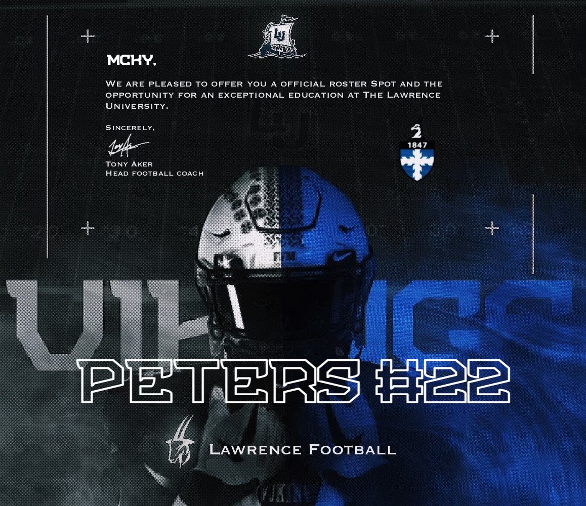 I am excited and honored to announce an offer to extend my academic and athletic career at Lawrence University in Appleton Wisconsin!! 
<a href="/LUVikingsFB/">Lawrence University Football</a>  <a href="/Coach_Sosinsky1/">Matt Sosinsky</a> 
<a href="/JoshuabRoberts1/">Josh Roberts</a> <a href="/CoachKlecka/">David Klecka</a> 
<a href="/David23Taf/">David</a>  <a href="/ChadDeGrenier/">Chad12</a> 
<a href="/coachCamngaue/">Cameron Ngaue-Stephenson</a> <a href="/Mesa_FB/">Mesa High Football</a> 
<a href="/MesaHSathletics/">Mesa Athletics</a>