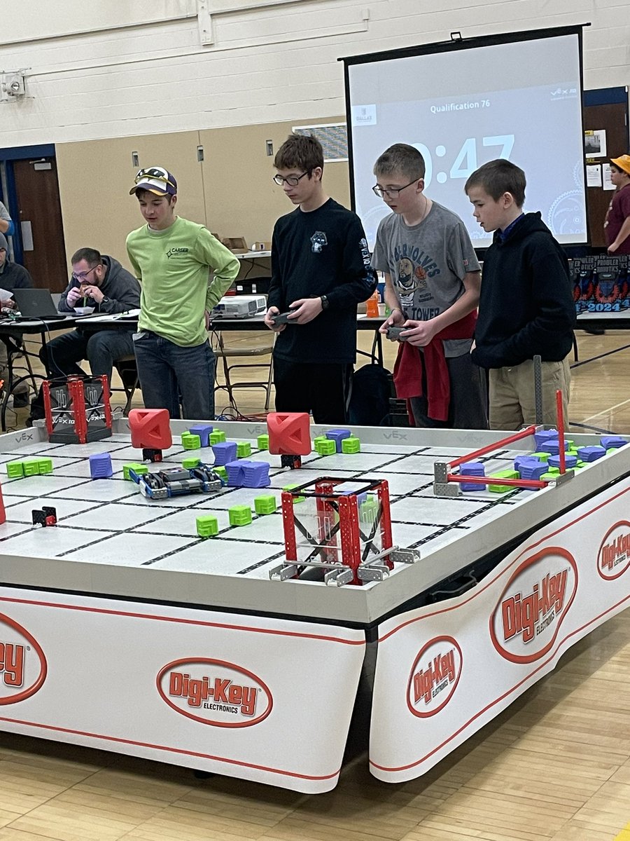 RoboticsWin's tweet photo. Two teams qualified for the championship round and finished tied for 8th and our other teams were able to participate in the consolation bracket.  We did take home some hardware too.  Team53162D took home the Create Award for their creative robot design! @digikey @krjbkrjmkkcq https://t.co/5lQ9mgGzNg