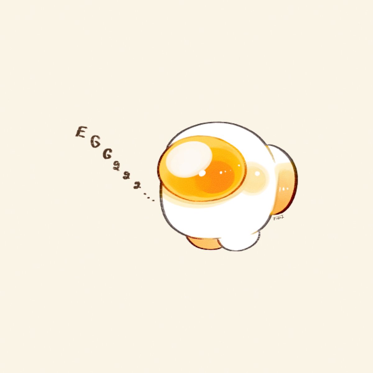 crewmate (among us) no humans egg (food) fried egg simple background negative space food signature  illustration images